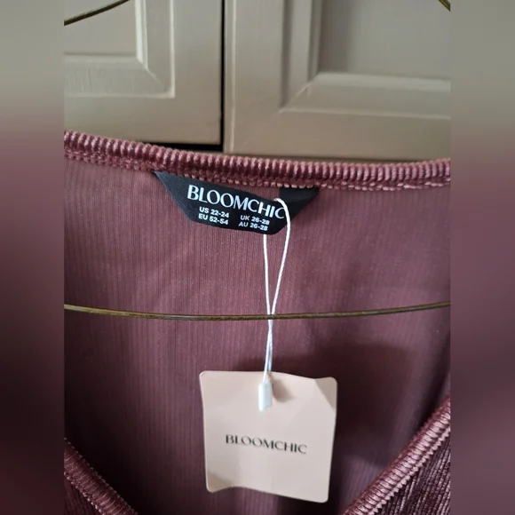 BloomChic Rich Plum V-Neck Blouse Size 2X-3X - Picture 8 of 8